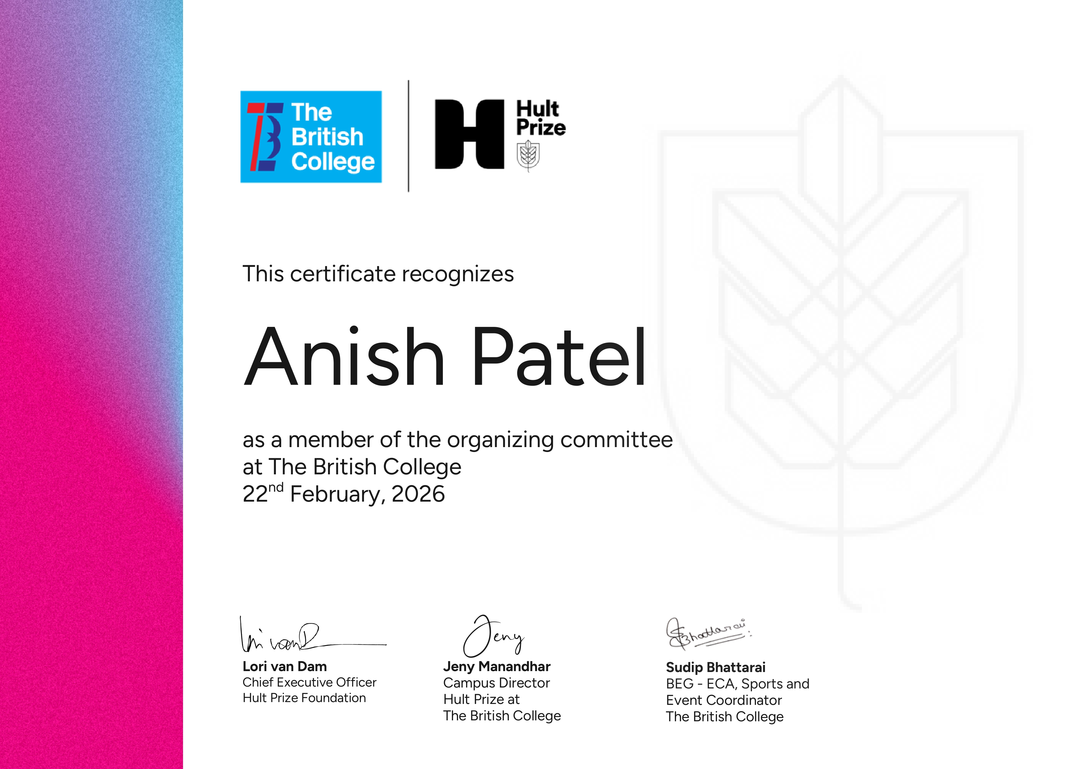 Hult Prize Organizing Member